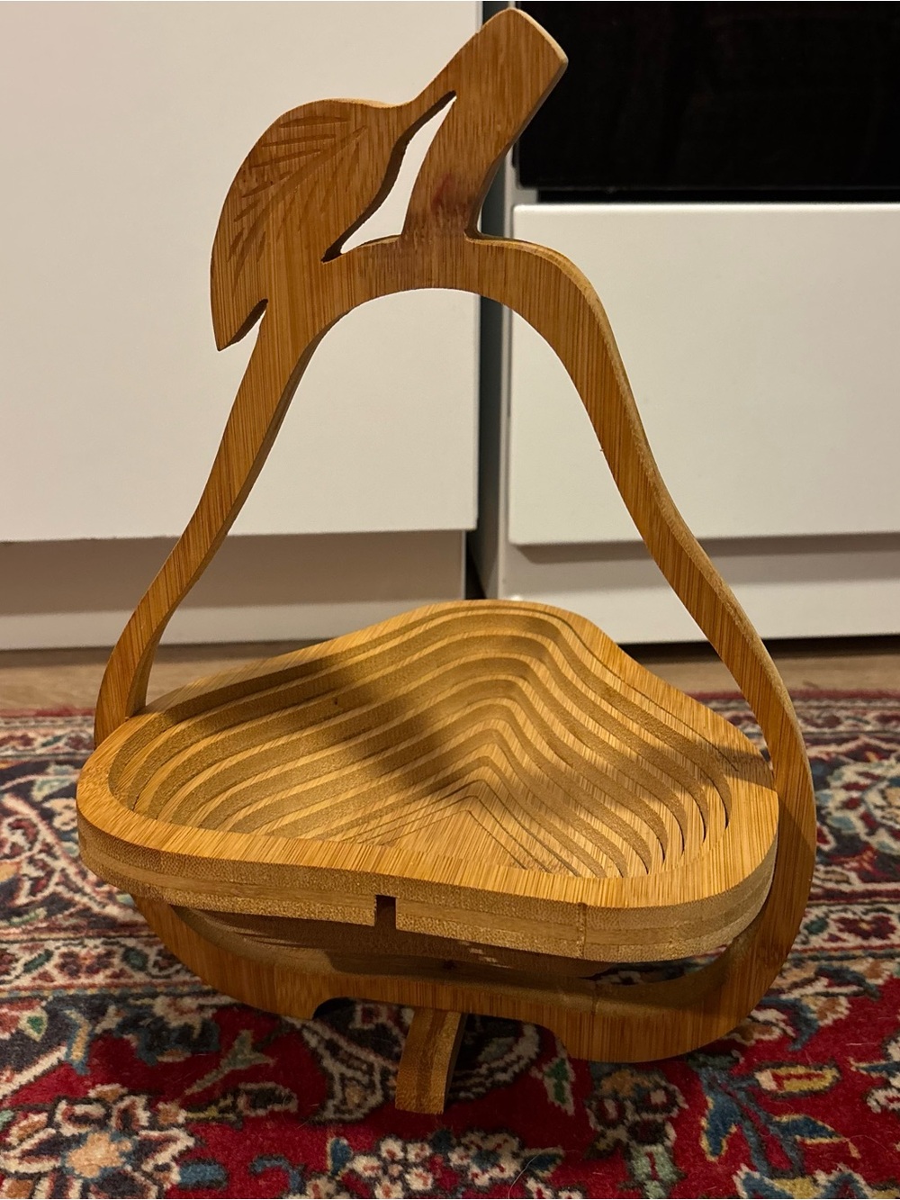 Wooden Pear-Shaped Fruit Bowl